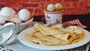 Crepe pancakes with hard boiled eggs