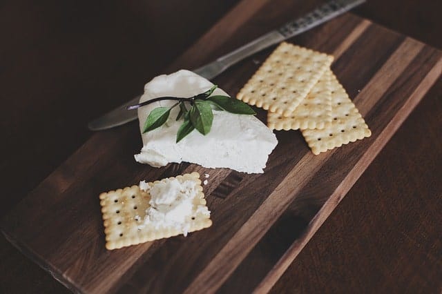 Raw cream cheese with crackers