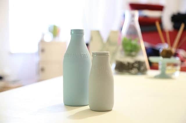 Raw dairy in glass bottles