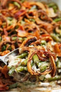 dairy-free green bean casserole with fried onions