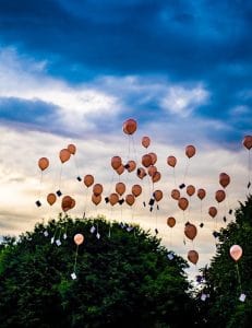 Balloons floating up into the sky