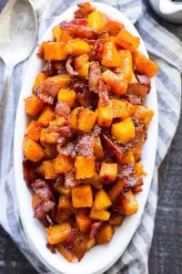 Roasted butternut squash with maple and bacon