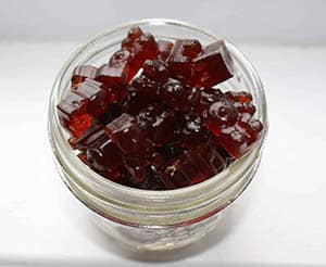 Elderberry gummies for immune boosting in a glass bowl