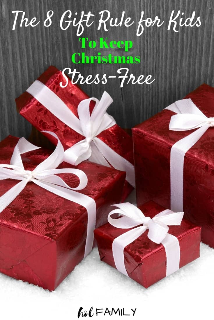 Keep Christmas simple, stress-free, and clutter-free with this brand new spin on the four gift rule for Christmas. This 8 Gift Rule for Christmas will become a family tradition you can carry on year after year. Something they want, need, wear, read, used, made, to do, played. Lots of eco-friendly, wooden, natural, STEM, and budget friendly gift ideas. #christmas #christmasgiftideas #giftsforkids #minimalism #holfamily