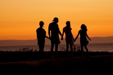 family at sunset