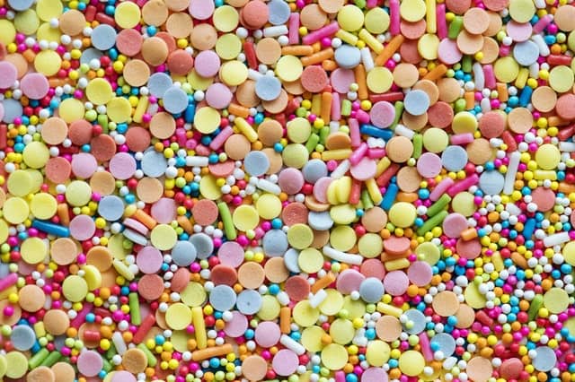 Colourful candy with harmful artificial ingredients