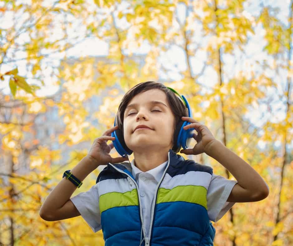 Boy with headphones on