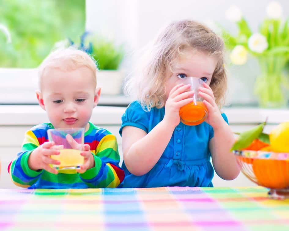 Children drinking detox water