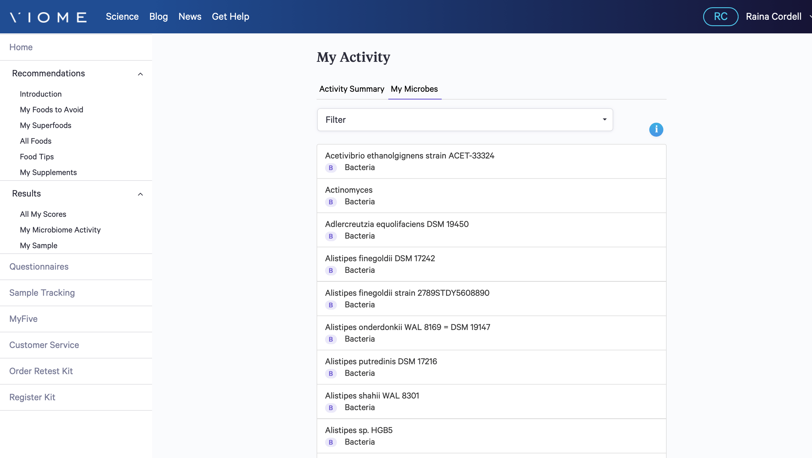 Viome activity