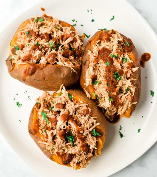 BBQ Chicken Stuffed Sweet Potatoes